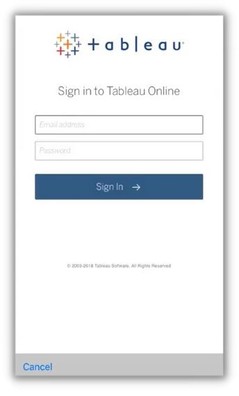 Sign in to tableau mobile